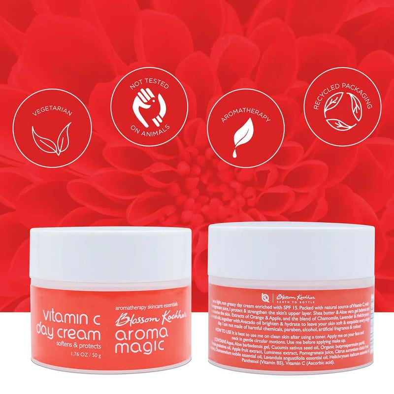Aroma Magic Vitamin C Day Cream with SPF 15 | Anti Aging Daily Face Moisturizer for All Skin Types | Hydrates, Softens & Protects Skin | Lightweight, Non-Greasy | 7.05 Oz (200g) - Image 4